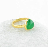 Green Aventurine Ring - Gemstone Ring - Handmade Ring - Pure Silver - 10mm Trillion - Gold Plated Jewelry - Gift for Her - Jewelry for Women